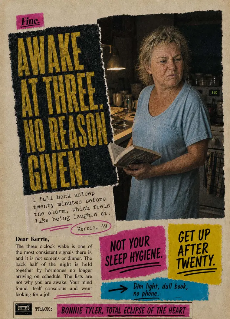 Fine. card 18, Awake At Three. No Reason Given.